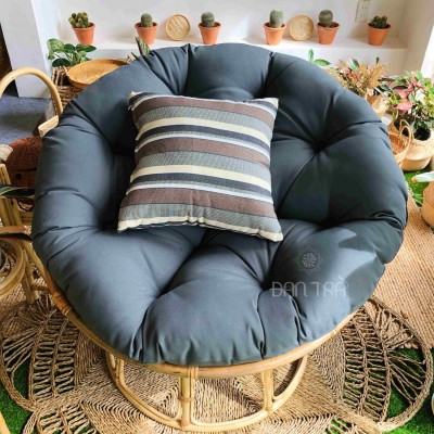Ghế Papasan mây tự nhiên phối nệm canvas - S000020