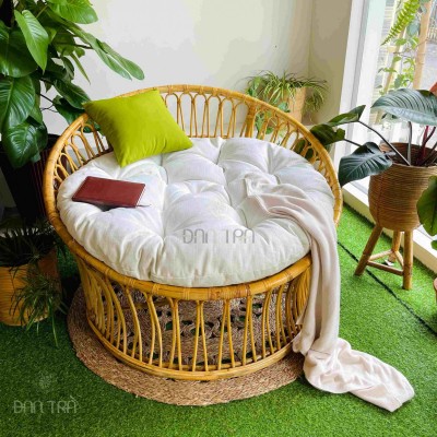 Ghế mây Papasan cách tân uốn lượn - Giường mây tròn thư giãn - S000416