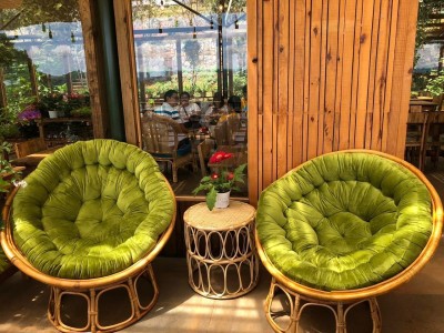 Ghế Papasan mây tự nhiên phối nệm nhung