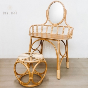 Bộ bàn ghế mây trang điểm cổ điển