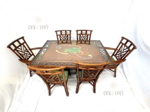 Bộ bàn ăn gỗ mây Tropic trang trí phòng ăn đẹp