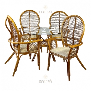 Bàn ghế mây tự nhiên Moonlight đẹp vintage