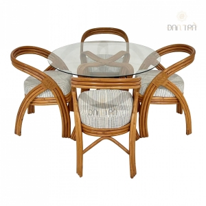 Bàn ghế ăn bằng mây lưng tựa cách tân Breeze
