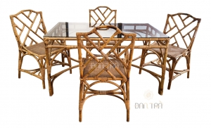 Bộ bàn ghế mây ăn Rustic cổ điển, sang trọng