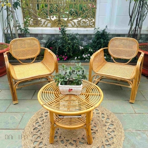 Combo bàn ghế mây đan mắt cáo (2 ghế, 1 bàn)